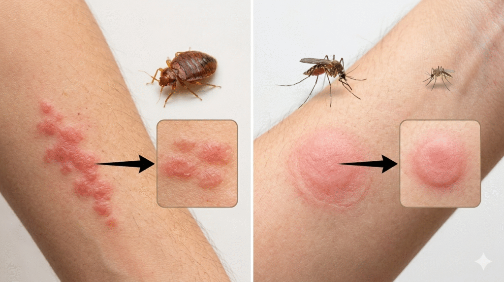 الفرق بين قرصة بق الفراش والناموس